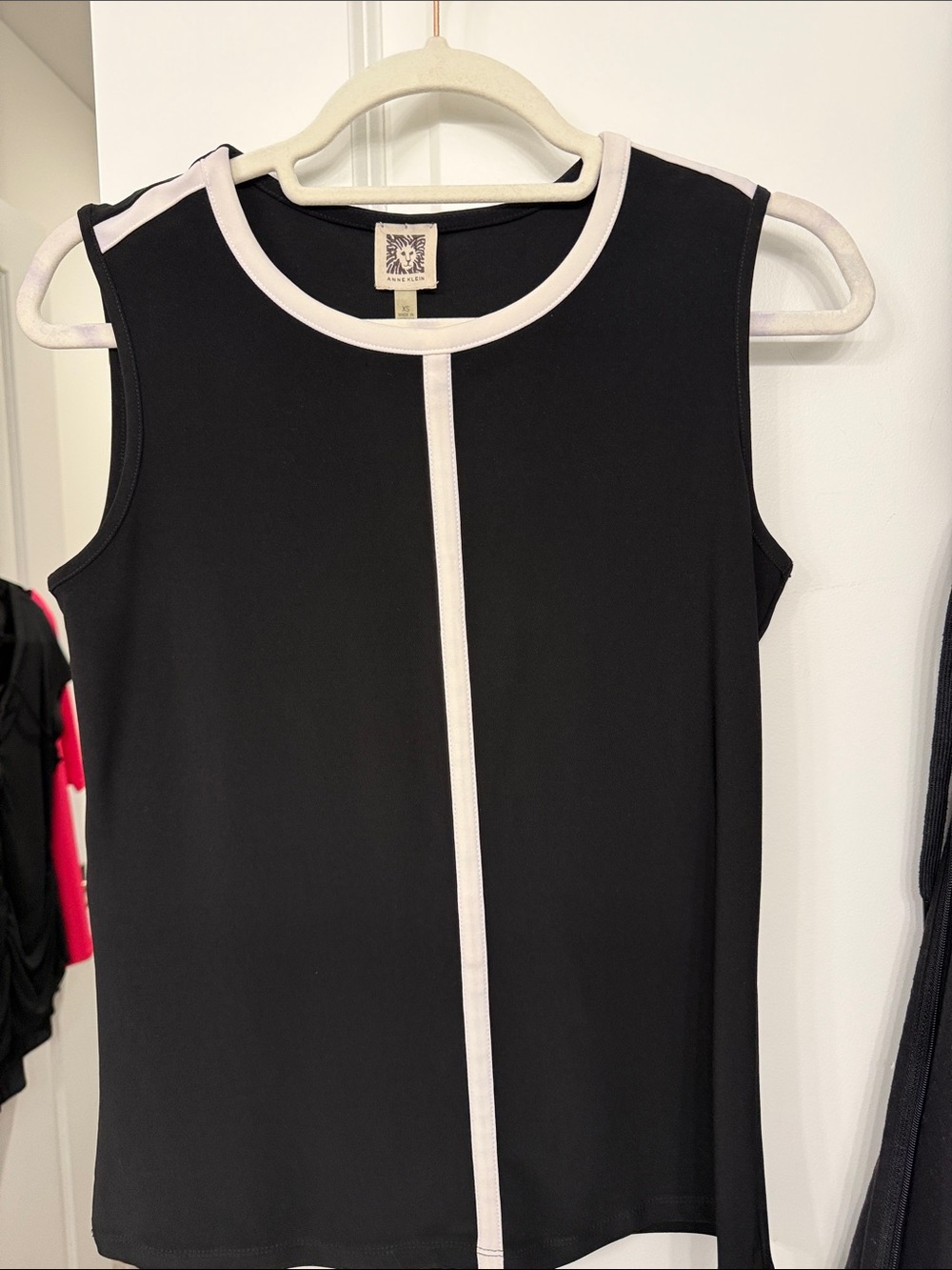 Anne Klein Black Tank with White Center Stripe
